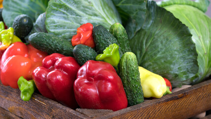 Seasonal fruits and vegetables. close up