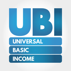 UBI - Universal Basic Income acronym, concept background
