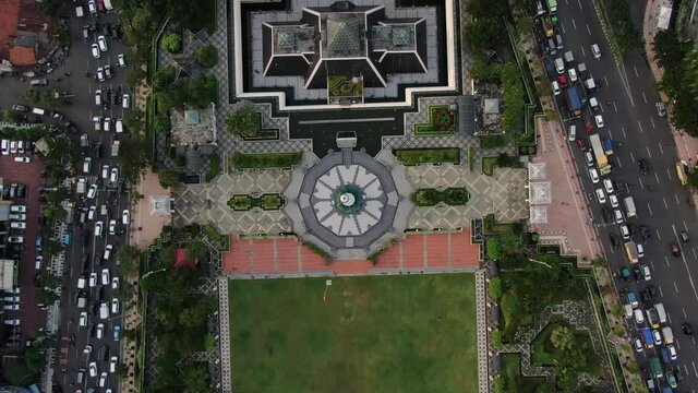Drone shot of Alun-alun Contong Surabaya HD Stock Footage