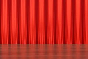 empty scene with red curtain. 3d render