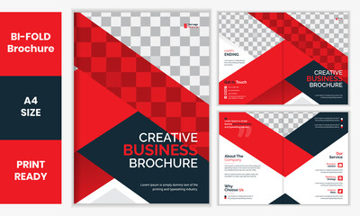 Bifold Brochure Creative Corporate Business Trendy Megapack Multipurpose, geometric, folded flyer, report cover, back, and inside pages, Vertical a4 format, modern, Layout, template vector design set