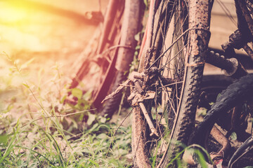 old bicycles close up vintage filter