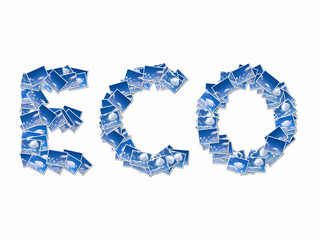 雲の写真でアルファベットのECOの文字