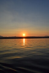 Beautiful landscape with clouds over tequesquitengo lake at sunset