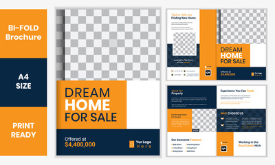 Real estate Bifold Brochure Creative Corporate Business Trendy Megapack Multipurpose, geometric, folded flyer, report, back and inside pages, Vertical a4 format, Layout, template vector design set
