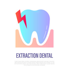 Dental surgery: tooth extraction. Toothache, dentistry. Flat gradient icon. Vector illustration.