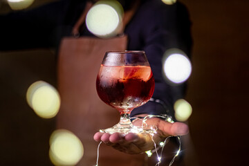 Drinks for Christmas with red color and lights