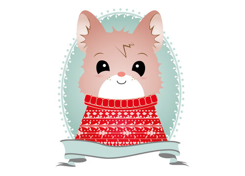 kleine niedliche Maus mit kuscheligem Pullover