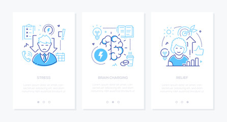 Stress concept line design style web banners