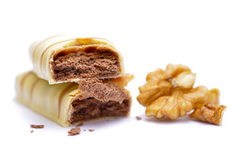 Chocolate bar with filling. Shallow dof
