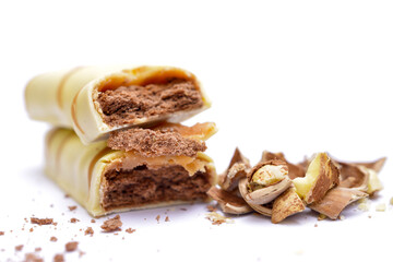 Chocolate bar with filling. Shallow dof