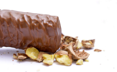 Chocolate bar with filling. Shallow dof