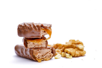 Chocolate bar with filling. Shallow dof