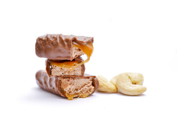 Chocolate bar with filling. Shallow dof