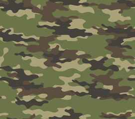 Fototapeta premium Green military camouflage seamless pattern vector background for textiles. Street style.