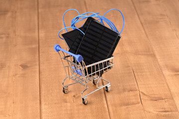 Solar panel in the shopping cart.