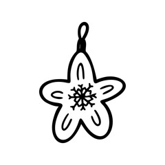 Christmas toy outline hand drawn logo element. Christmas toys hand drawn icon. Modern simple style. Vector illustration isolated on white background.