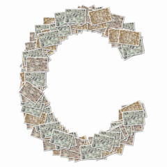 一万円札と100ドル札でアルファベットの小文字