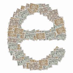 一万円札と100ドル札でアルファベットの小文字