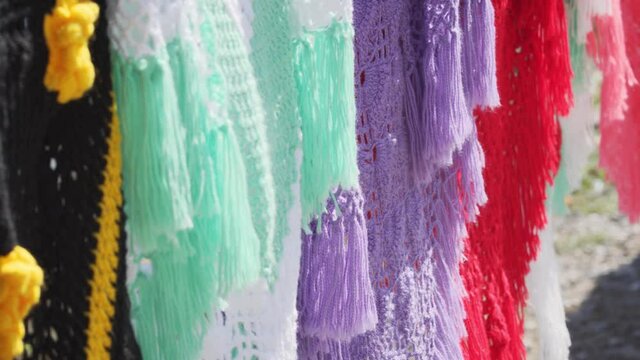Georgia. Handmade shawls are dried in the open air