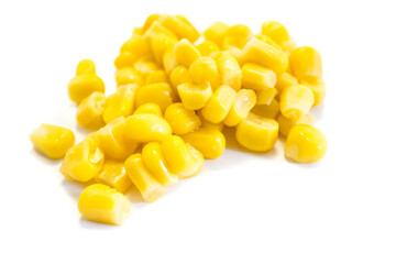 Corn kernels isolated on white background