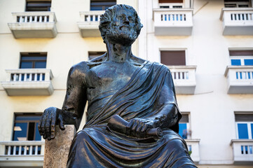 Aristotle statue in Aristotelous Square in Thessaloniki, Greece