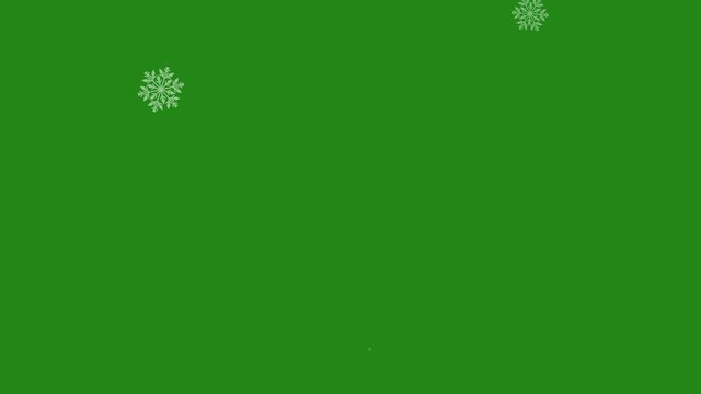 Isolated falling cartoon snow on green screen. 4K