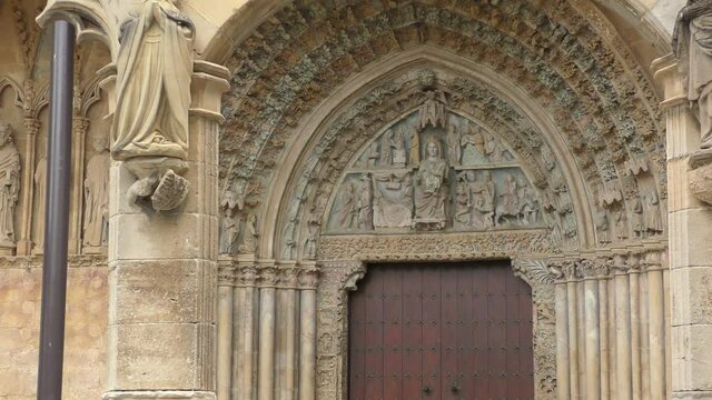 Portico of the Church of Santa Maria La Real in Olite, Navarra