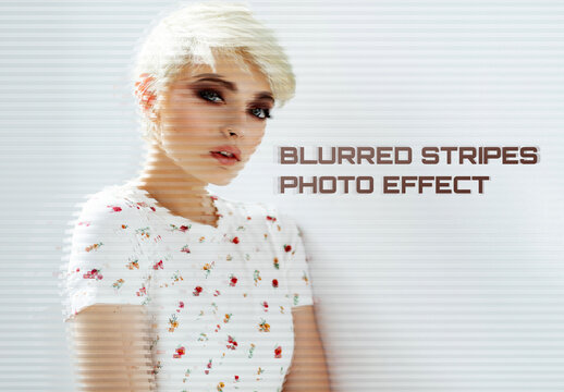 Blurred Stripes Glitch Photo Effect Mockup