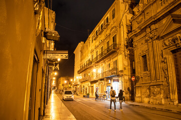 Fototapeta na wymiar The Magic of Palermo at night, Sicily, Italy
