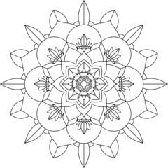 Easy Mandala coloring book simple and basic for beginners, seniors and children. Set of Mehndi flower pattern for Henna drawing and tattoo. Decoration in ethnic oriental, Indian style.