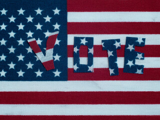 Electoral vote in the United States. Political elections. Suffrage of Americans. USA flags and...