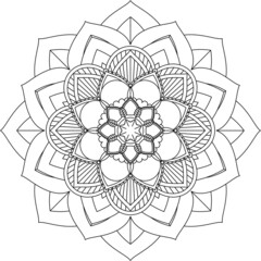 Easy Mandala coloring book simple and basic for beginners, seniors and children. Set of Mehndi flower pattern for Henna drawing and tattoo. Decoration in ethnic oriental, Indian style.