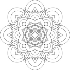 Easy Mandala coloring book simple and basic for beginners, seniors and children. Set of Mehndi flower pattern for Henna drawing and tattoo. Decoration in ethnic oriental, Indian style.