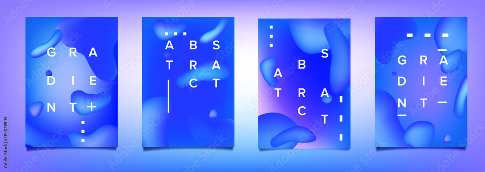 Aufkleber Abstract geometric shapes with neon gradient like in lava lamp. Futuristic cover with liquid organic smooth blobs.