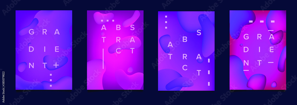 Aufkleber Abstract geometric shapes with neon gradient like in lava lamp. Futuristic cover with liquid organic smooth blobs.