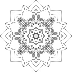 Easy Mandala coloring book simple and basic for beginners, seniors and children. Set of Mehndi flower pattern for Henna drawing and tattoo. Decoration in ethnic oriental, Indian style.