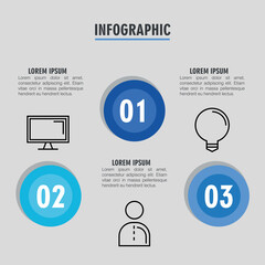 infographic steps computer person and light bulb design, Data analysis and information theme Vector illustration