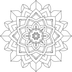Easy Mandala coloring book simple and basic for beginners, seniors and children. Set of Mehndi flower pattern for Henna drawing and tattoo. Decoration in ethnic oriental, Indian style.
