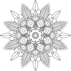 Easy Mandala coloring book simple and basic for beginners, seniors and children. Set of Mehndi flower pattern for Henna drawing and tattoo. Decoration in ethnic oriental, Indian style.