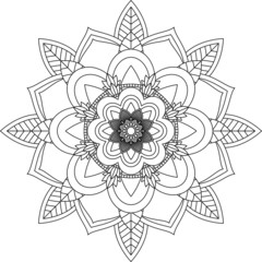 Easy Mandala coloring book simple and basic for beginners, seniors and children. Set of Mehndi flower pattern for Henna drawing and tattoo. Decoration in ethnic oriental, Indian style.