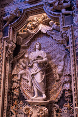 Interior of Roman Catholic Cathedral of Monreale (or Duomo di Monreale, 1267) near Palermo. Byzantine mosaics in the Cathedral of Monreale.