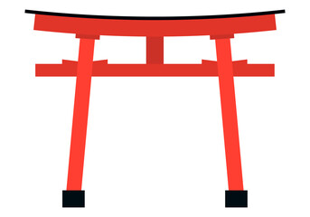 Templo rojo de Jap&oacute;n en fondo blanco.