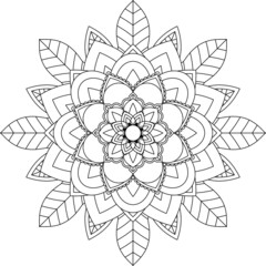 Easy Mandala coloring book simple and basic for beginners, seniors and children. Set of Mehndi flower pattern for Henna drawing and tattoo. Decoration in ethnic oriental, Indian style.