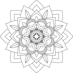 Easy Mandala coloring book simple and basic for beginners, seniors and children. Set of Mehndi flower pattern for Henna drawing and tattoo. Decoration in ethnic oriental, Indian style.