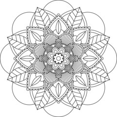 Easy Mandala coloring book simple and basic for beginners, seniors and children. Set of Mehndi flower pattern for Henna drawing and tattoo. Decoration in ethnic oriental, Indian style.