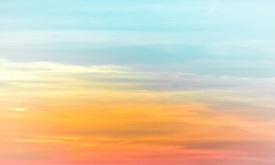 Sunset sky - colourful clouds and sky - blue, yellow, orange and red