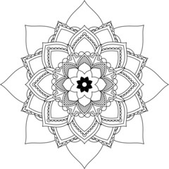 Easy Mandala coloring book simple and basic for beginners, seniors and children. Set of Mehndi flower pattern for Henna drawing and tattoo. Decoration in ethnic oriental, Indian style.