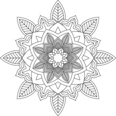 Easy Mandala coloring book simple and basic for beginners, seniors and children. Set of Mehndi flower pattern for Henna drawing and tattoo. Decoration in ethnic oriental, Indian style.