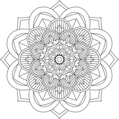 Easy Mandala coloring book simple and basic for beginners, seniors and children. Set of Mehndi flower pattern for Henna drawing and tattoo. Decoration in ethnic oriental, Indian style.
